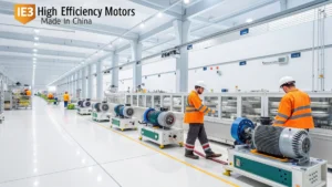 A modern factory assembly line for IE3 high efficiency motors