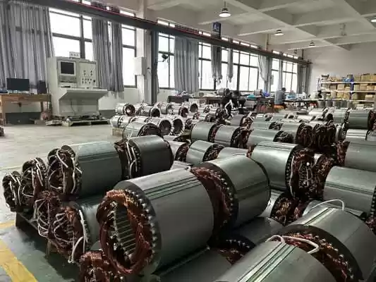Close-up of an electric motor's internal windings