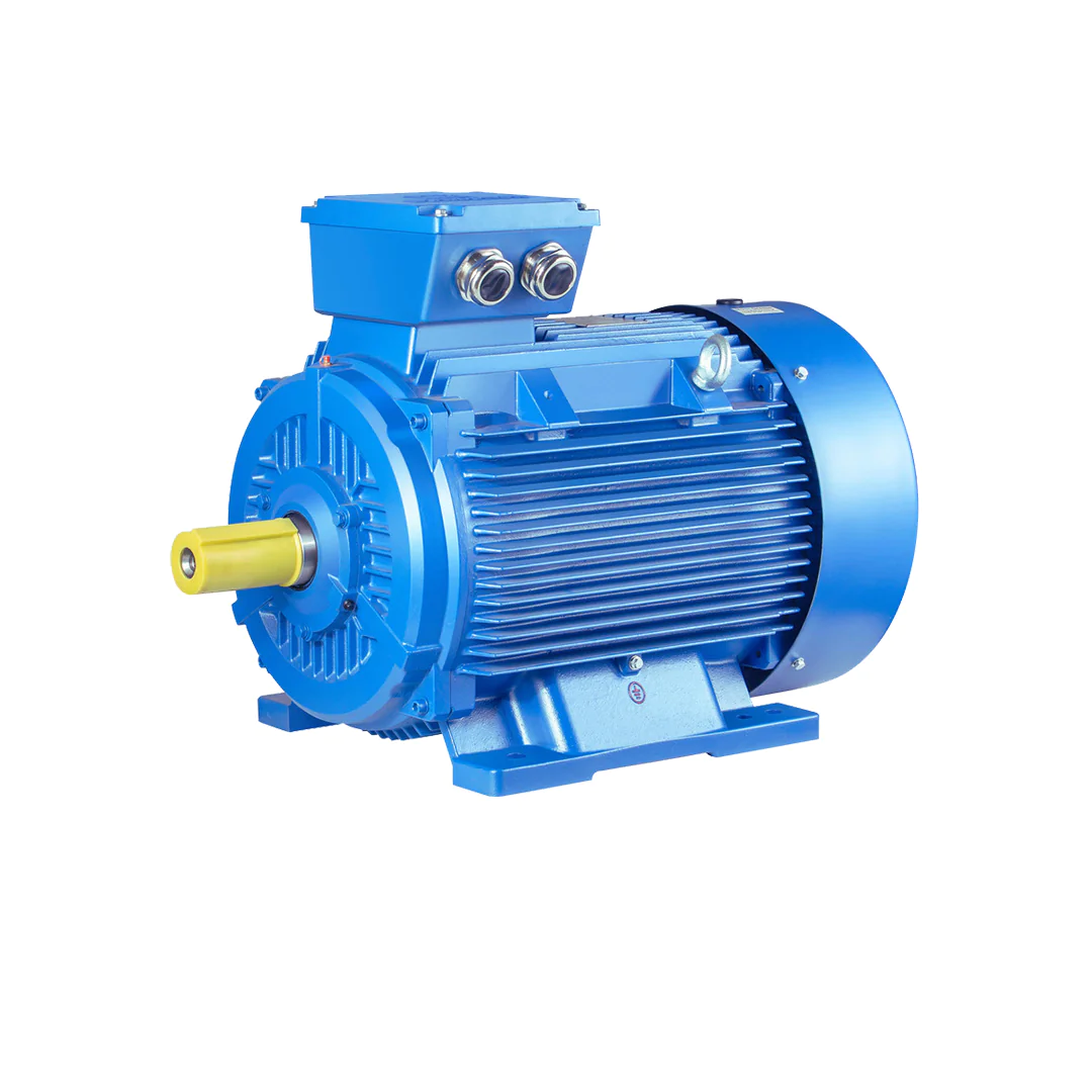 A sleek, modern Siemens SIMOTICS motor on a clean factory assembly line.